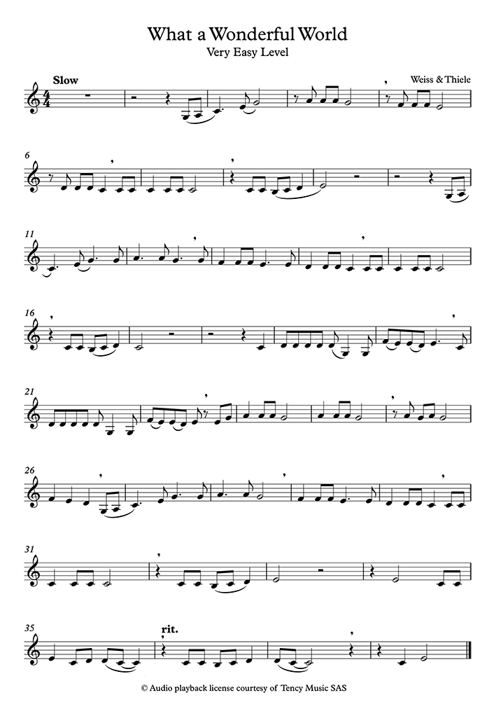 Sheet Music What a Wonderful World (Very Easy